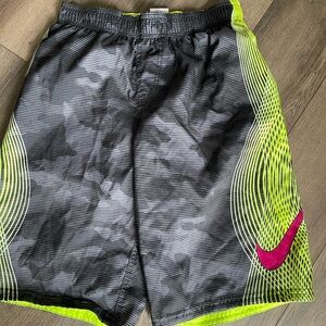 2 pairs Nike youth XL Black and Neon Green and bright orange swim Shorts